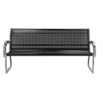 Banc avec dossier, noir et acier inoxydable Skyline, 4 pi